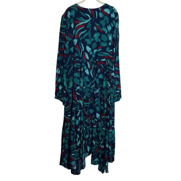 Nurture by Westbound Womens Tiered Maxi Dress 2X Blue Red Green Floral Print NEW - Picture 4 of 9